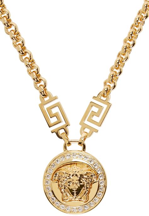 versace necklace medusa pendant|Versace Medusa medallion necklace.